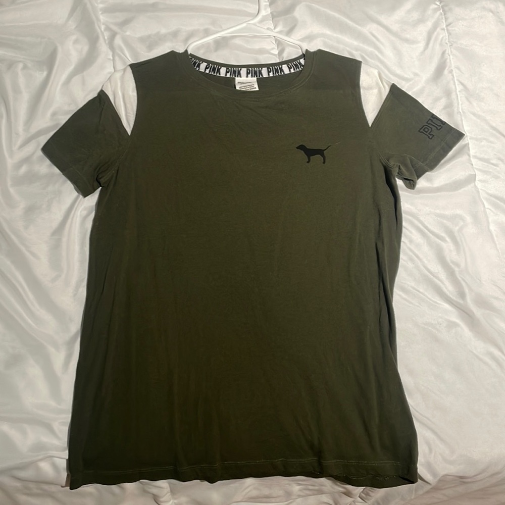 VS Pink Olive Green Logo Tee